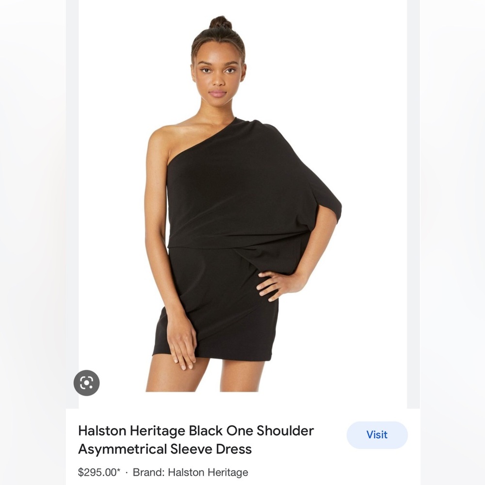Halston Black One-Shoulder Dress Size 8